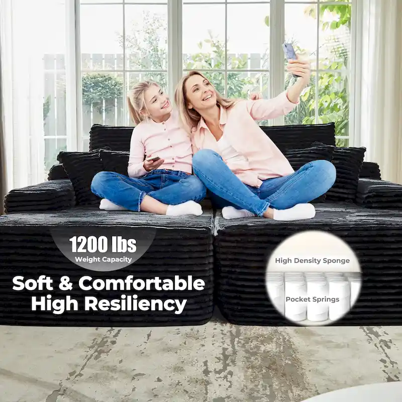 Long Plush Double Chaise Sofa