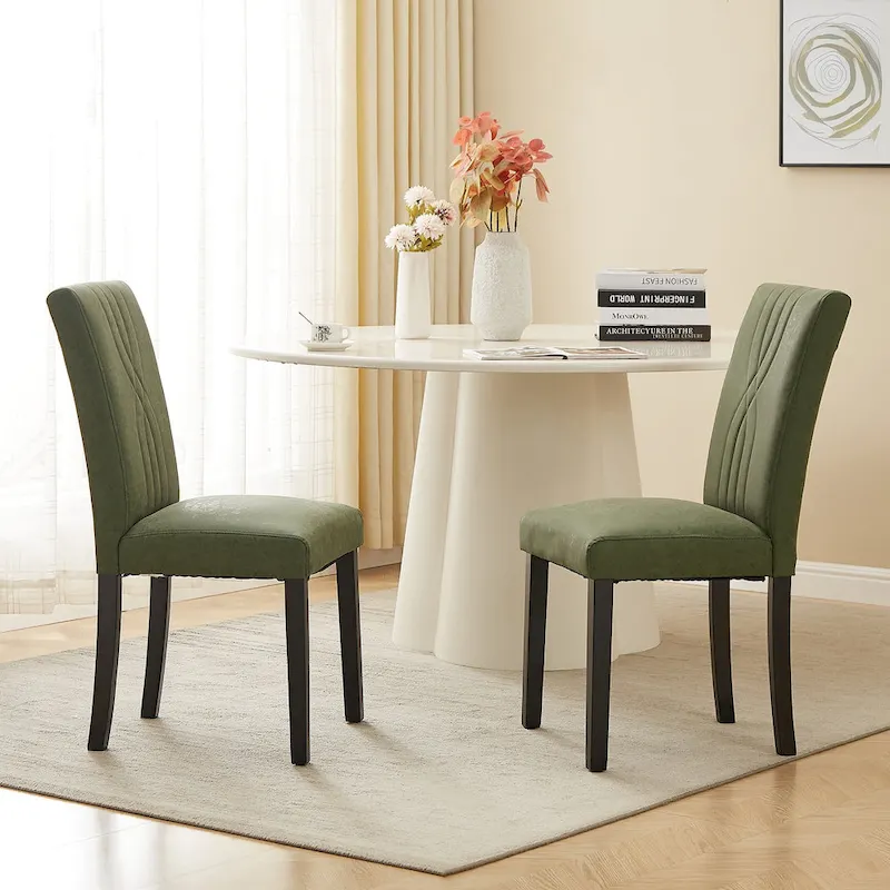 VECELO Upholstered Dining Chairs Set of 6 Modern Fabric and High Back & Solid Wood Legs, Parson Dining Chairs (Set of 6)