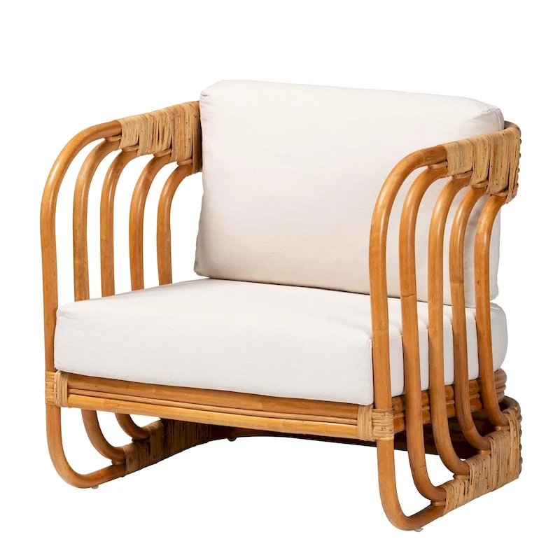 Corsa Modern Bohemian Natural Rattan Arm Chair
