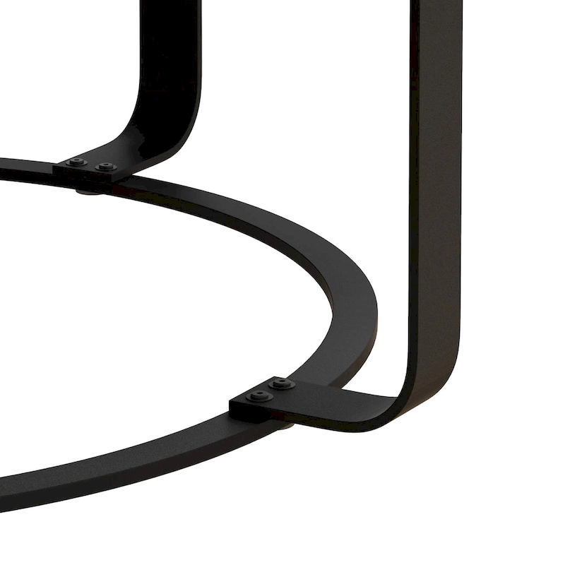 Modern Round Coffee Table Wooden Carving Pattern Coffee Table with Metal Legs