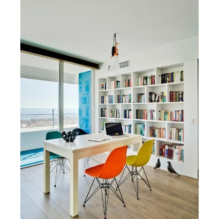 Modern Plastic Accent Designer Side Dining Matte Chair With Dark Black Wire Chrome Legs Base