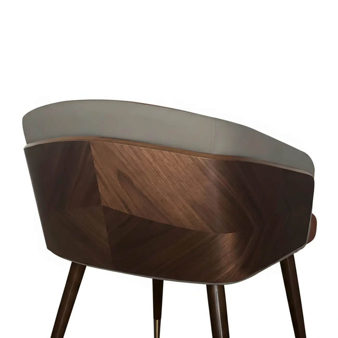 Modern Armrest Faux Leather Wood Dining Chair Low Back