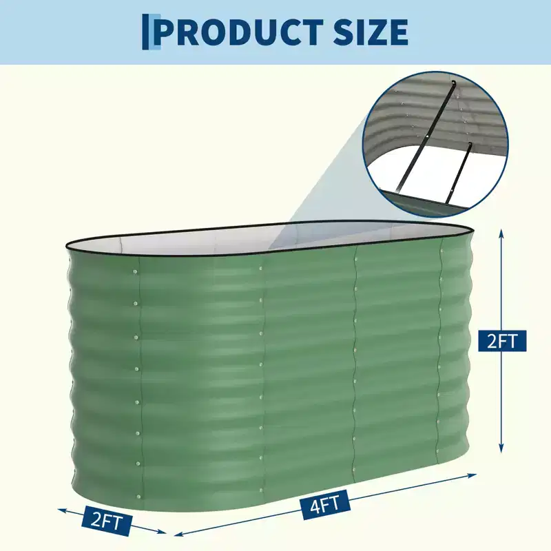 Heavy-Duty Galvanized Steel Raised Garden Bed,Open-Bottom Design for Drainage&Aeration,Ergonomic Planter Box,for Vegetables Flowers Herbs Home Garden