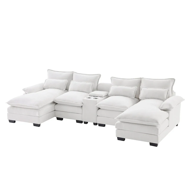Modern U-shaped Cloud Sectional Couch, Convertible Sleeper Couch