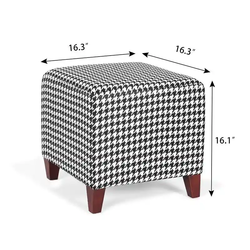Adeco Square Ottoman Footrest Stool Small Fabric Bench Seat