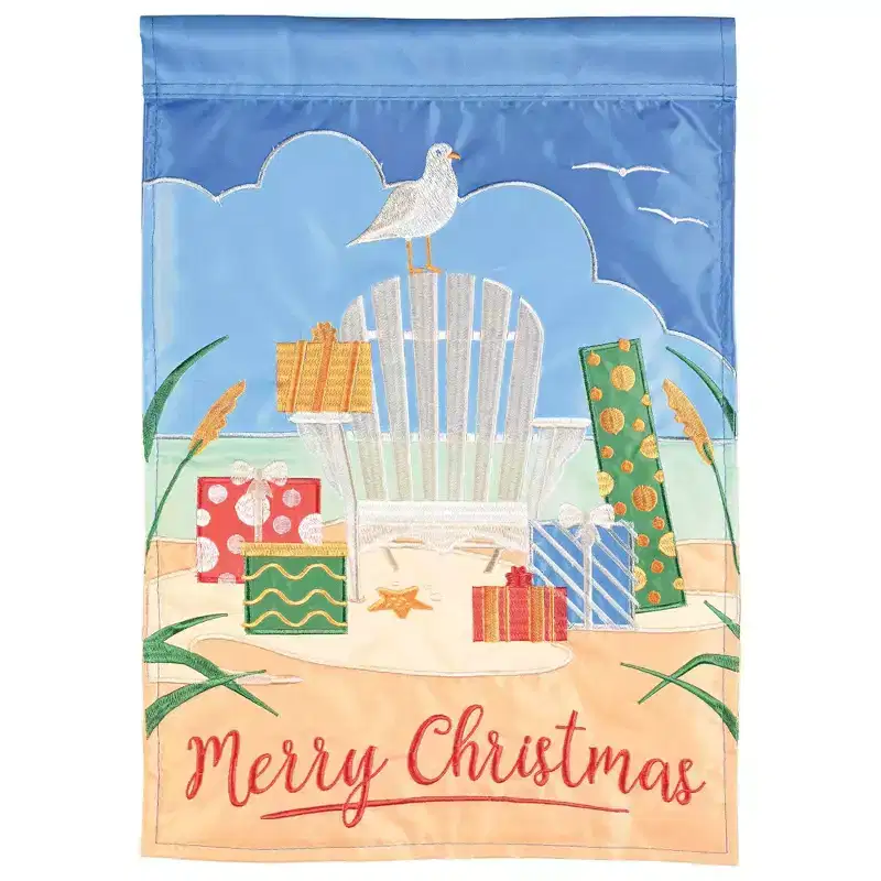 Magnolia Garden Merry Christmas Beach Chair 13 x 18 Inch Polyester Garden Flag