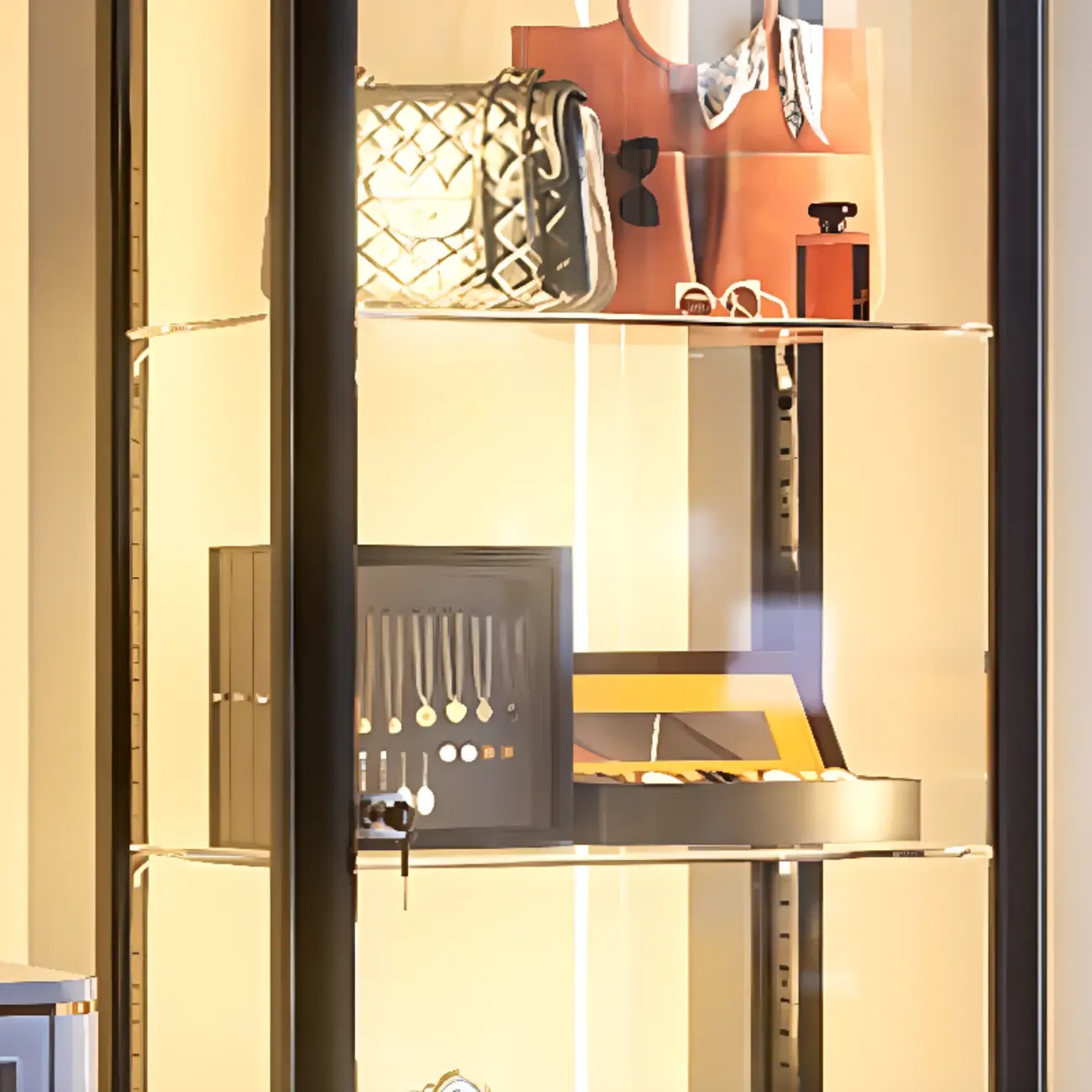 Enclosed Black 5-Shelf Metal Curio Cabinet with Light