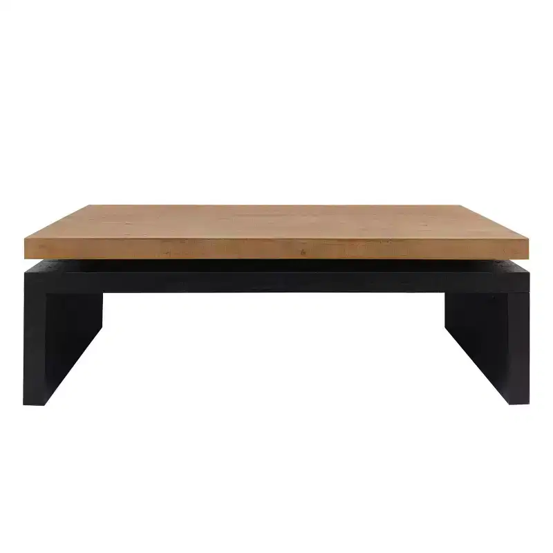 HomeRoots 48 Natural and Black Wood Floating Frame Coffee Table
