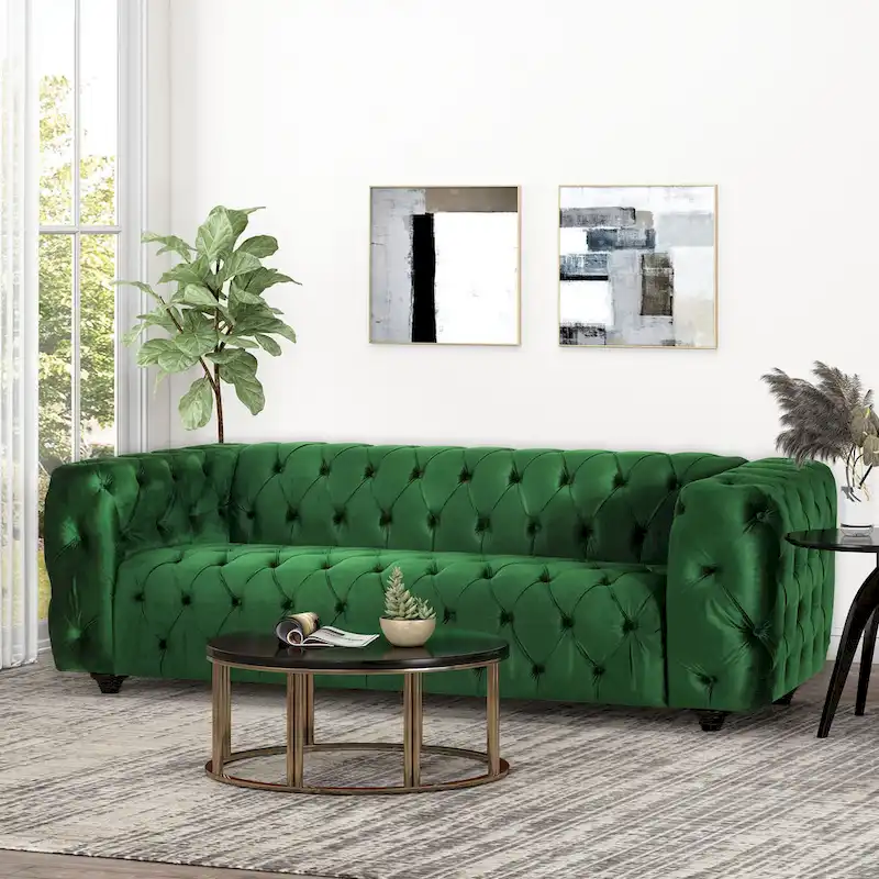 Sagewood Transitional Deeply Tufted Sofa