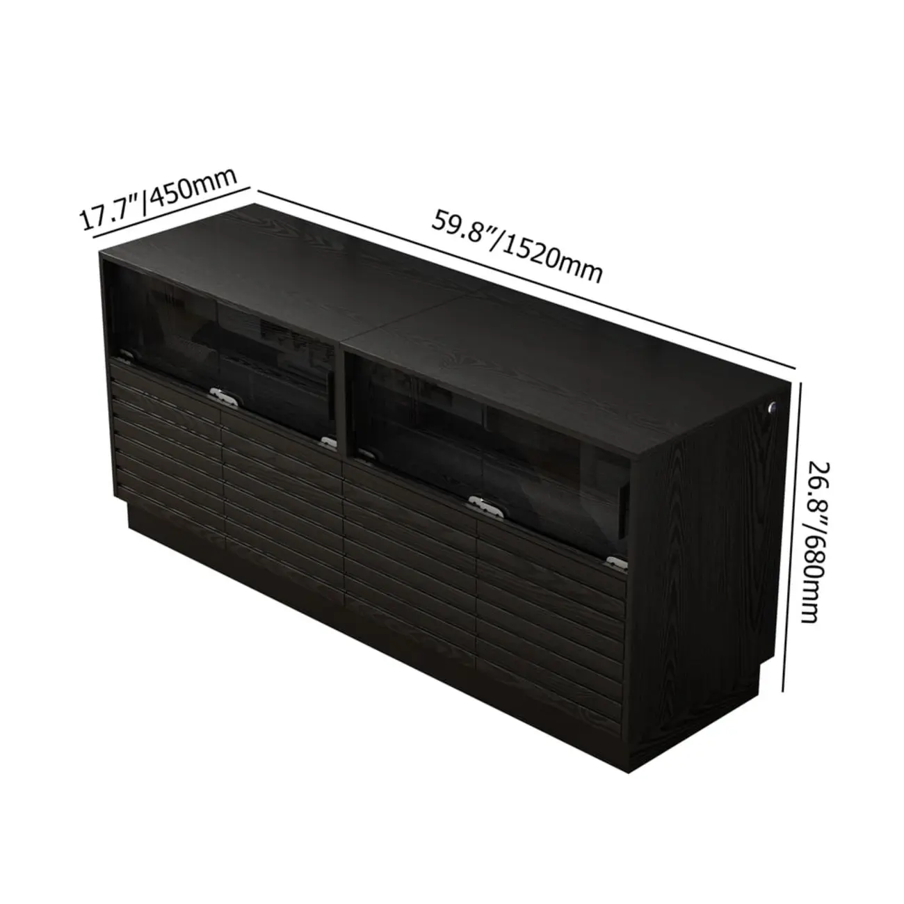 Modern Black Rectangular Wooden LED TV Stand