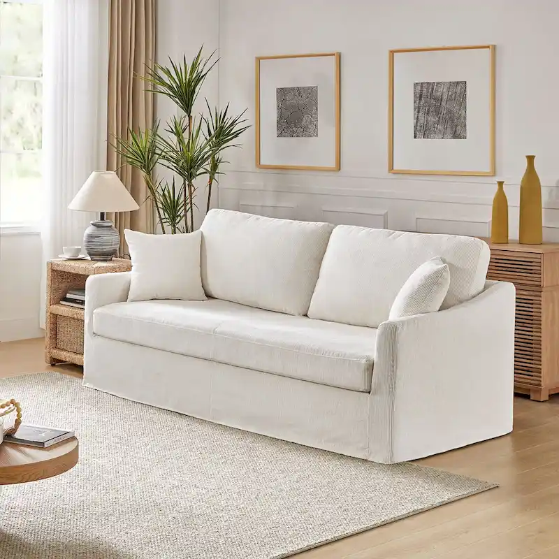 Volkhard 80.5 Modern Slipcovered Sofa With Removable Back Cushion By HULALA HOME