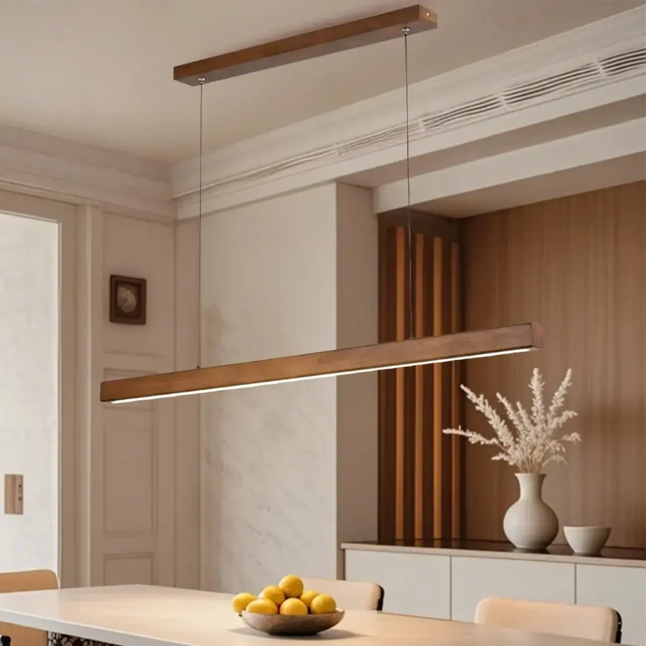 Walnut Wood Rustic Island Light in Rectangular Shape