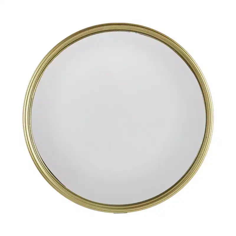 HomeRoots 15 Gold Round Iron Textured Framed Accent Mirror