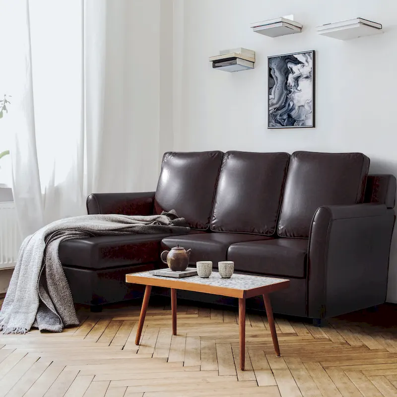 Golt Contemporary Faux Leather Upholstered L-Shaped Sectional by Furniture of America