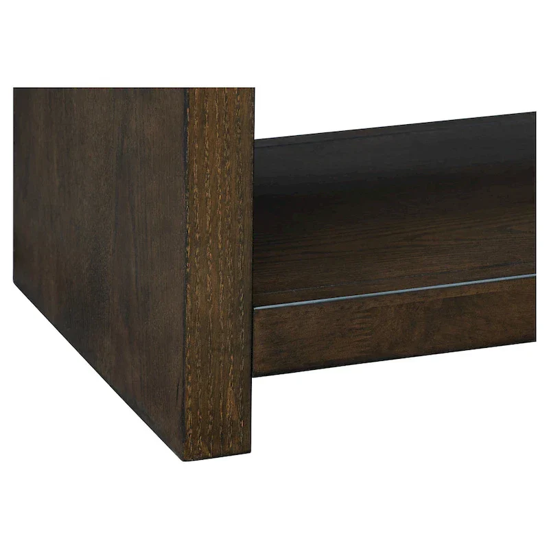 Wood Veneer Accent Bench with Lower Storage Shelf and Cushion