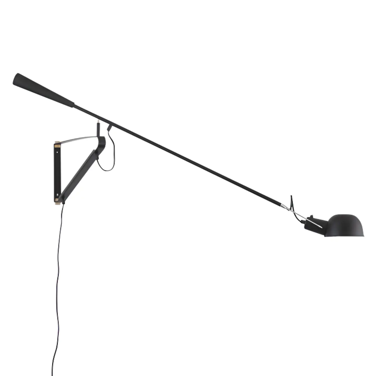 Modern Black Metal Plug-In Swing Arm Wall Sconce