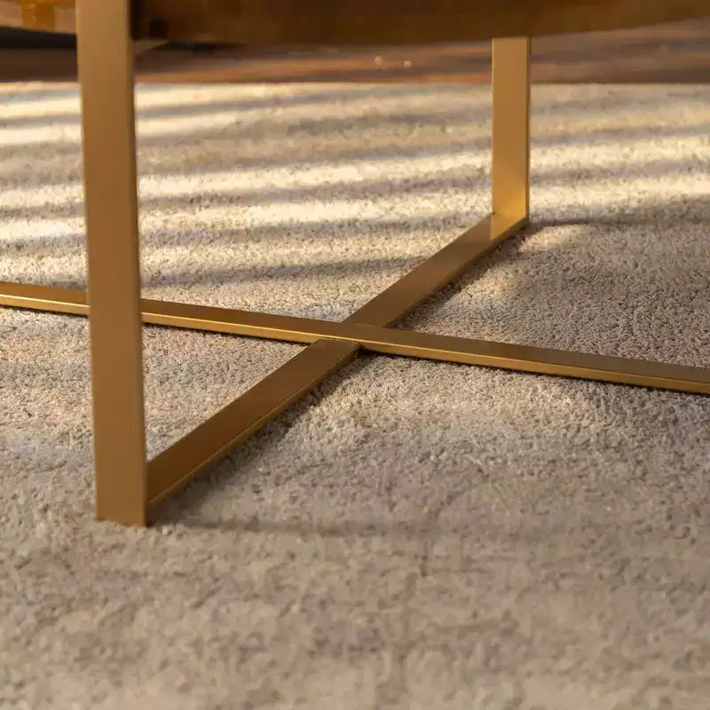 Modern round coffee table, with a metal and wood design, suitable for home, office and decorate.