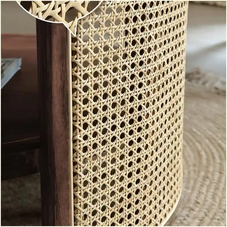 2-Tiered Round Wood Coffee Table with Rattan Base