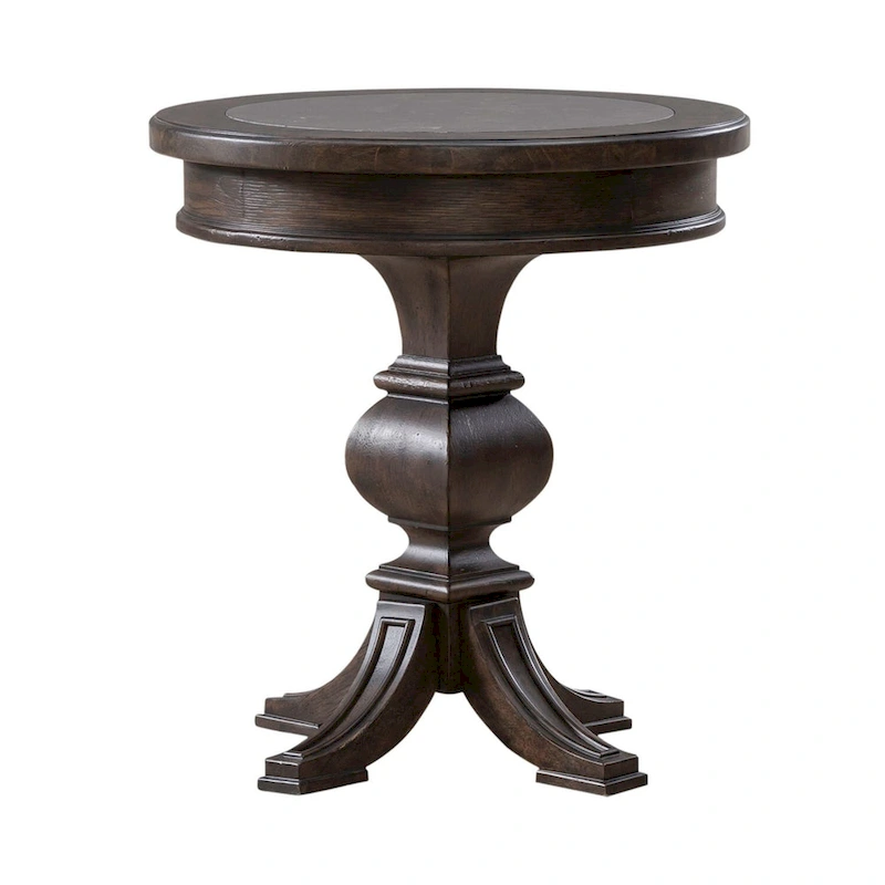 Paradise Valley Saddle Brown and Blue Stone Round Chairside Table