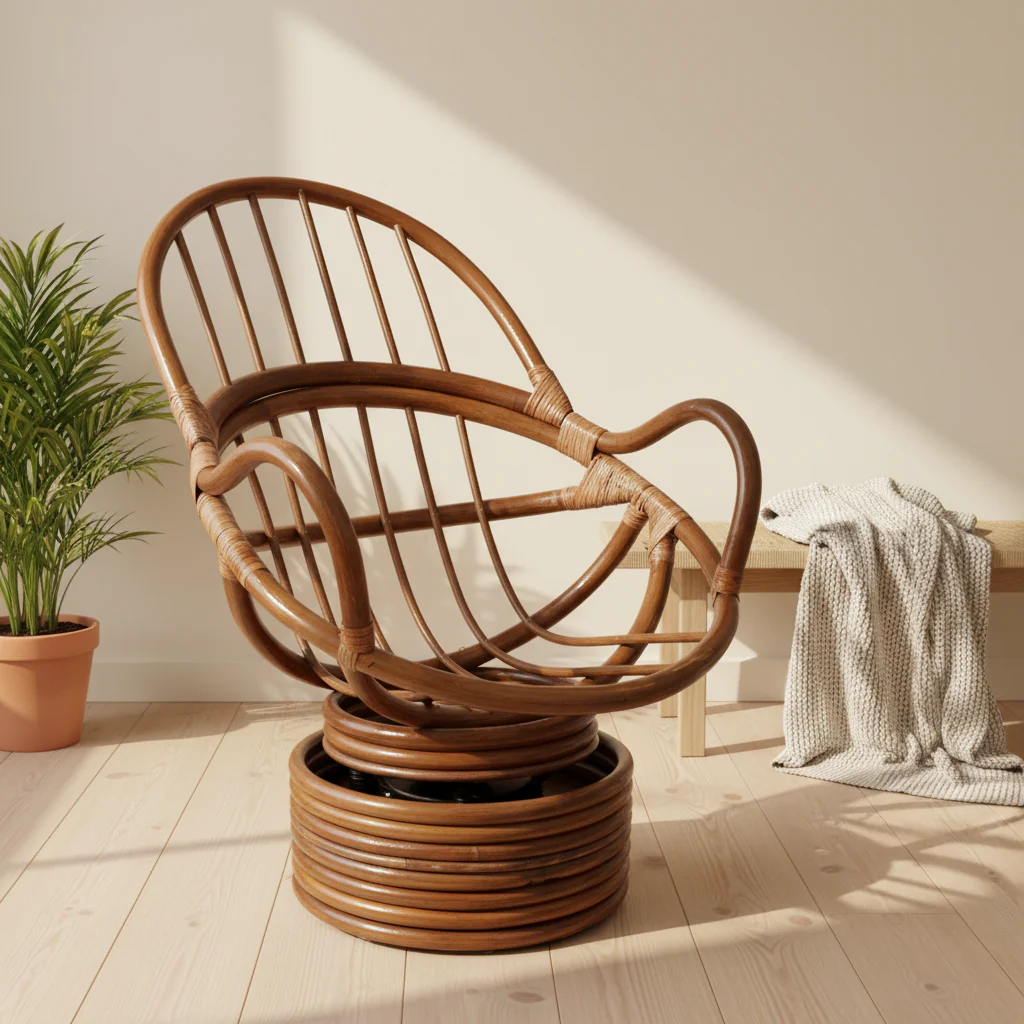 Rattan Swivel Rocker with Microsuede Cushion