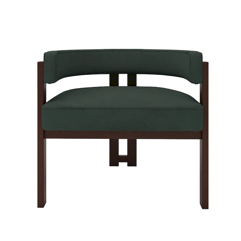 Modern Upholstered Accent Chair with Open Back, Barrel Style