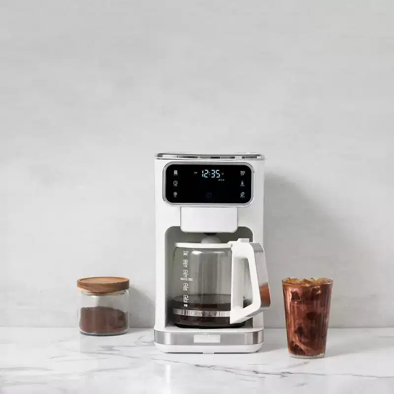HADEN 12c Hot #38; Iced Digital Drip Coffee Maker Ivory and Chrome: 60oz Capacity, Permanent Filter, Electric