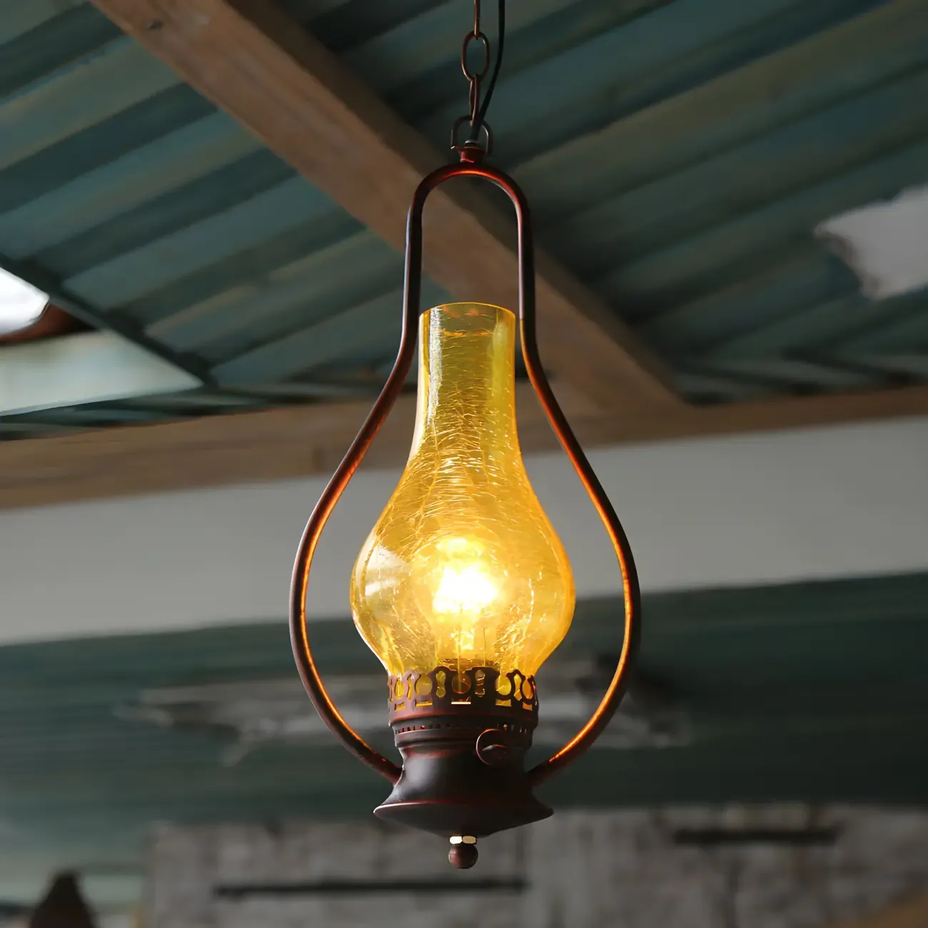 Industrial Crackle Glass Pendant Lights Indoor Hanging