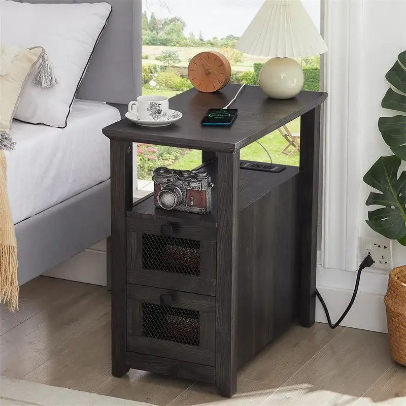 End Table with Charging Station - 13.78D x 23.6W x 24.8H