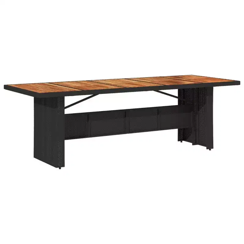 vidaXL Bistro Set Black PE Rattan, Powder-Coated Steel, Solid Acacia Wood