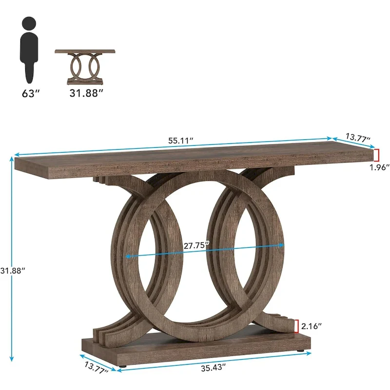 55 inches Console Table with Geometric Base