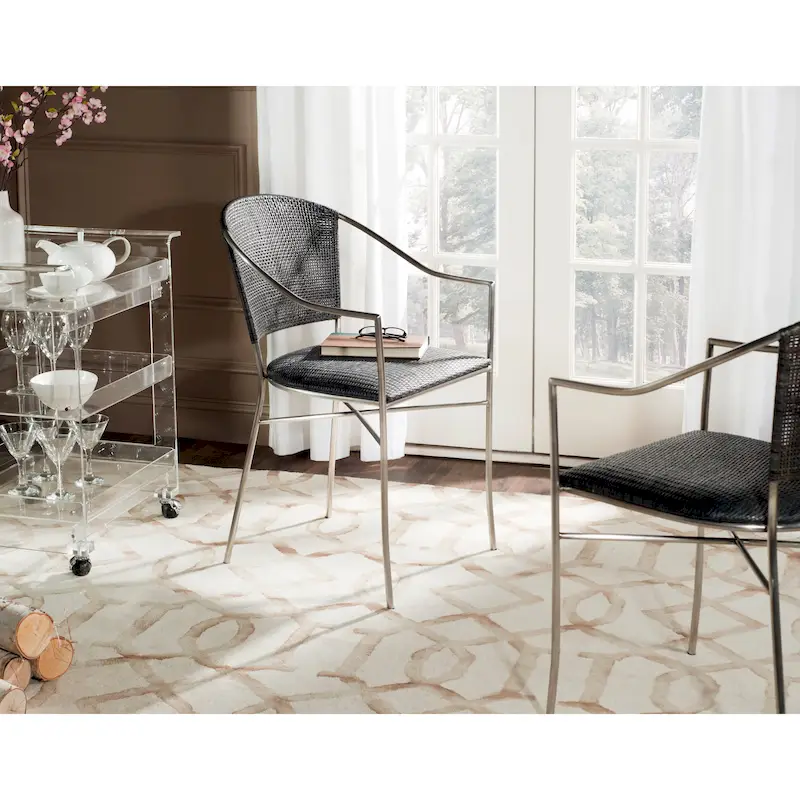 SAFAVIEH Jullieta Black Arm Chair (Set of 2) - 21  W x 22.3  L x 33.5  H - 21Wx22Dx34H