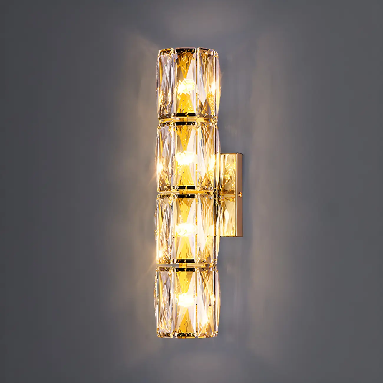 Luxury Geometric Crystal Gold Vanity Light