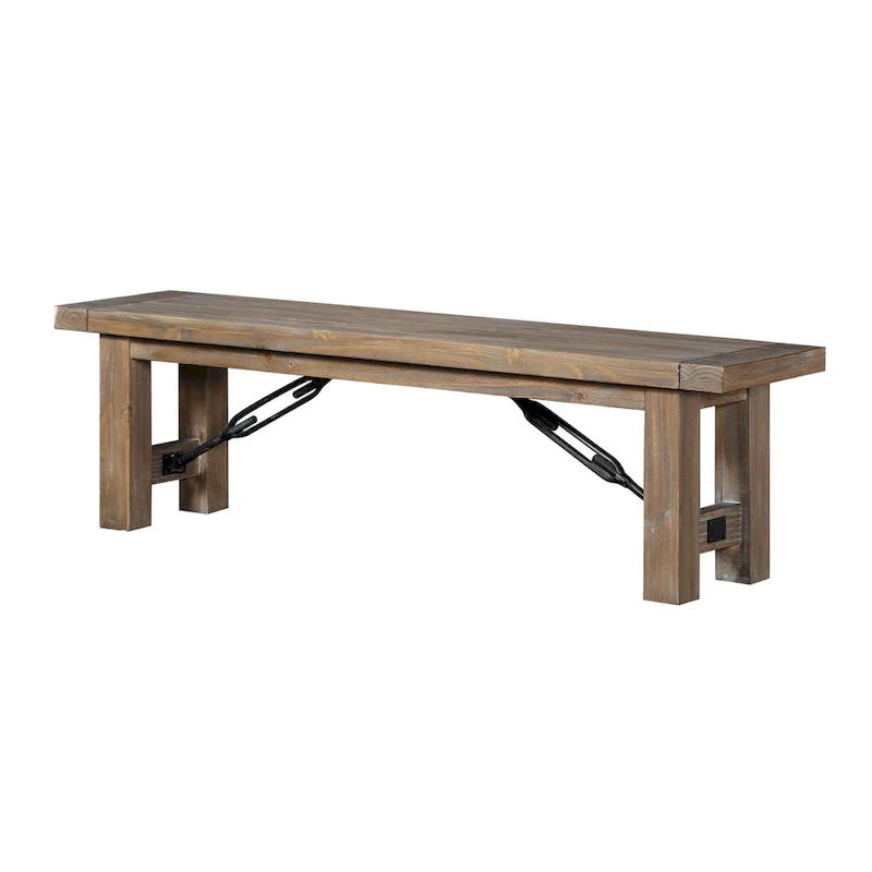 Natural Pine / Farmhouse Industrial Style / 2-Person Dining Bench