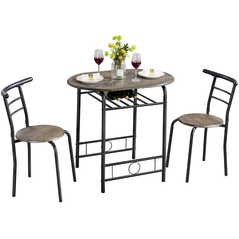 Yaheetech Modern Round Dining Table Set, 3 Piece Dining Room Sets