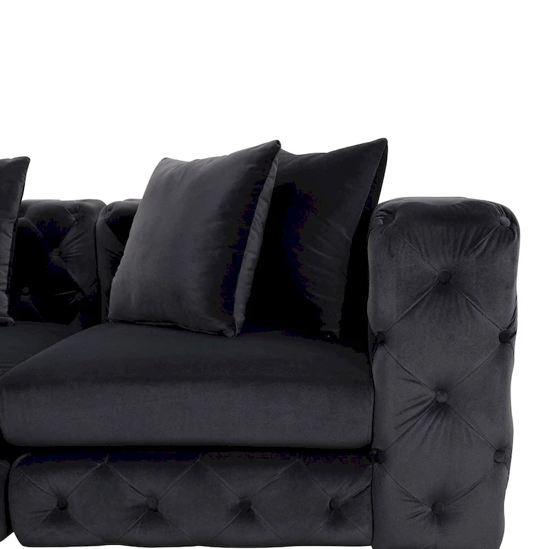 Large L-Shaped Modular Sofa, 5-Seat Velvet Sectional Couch