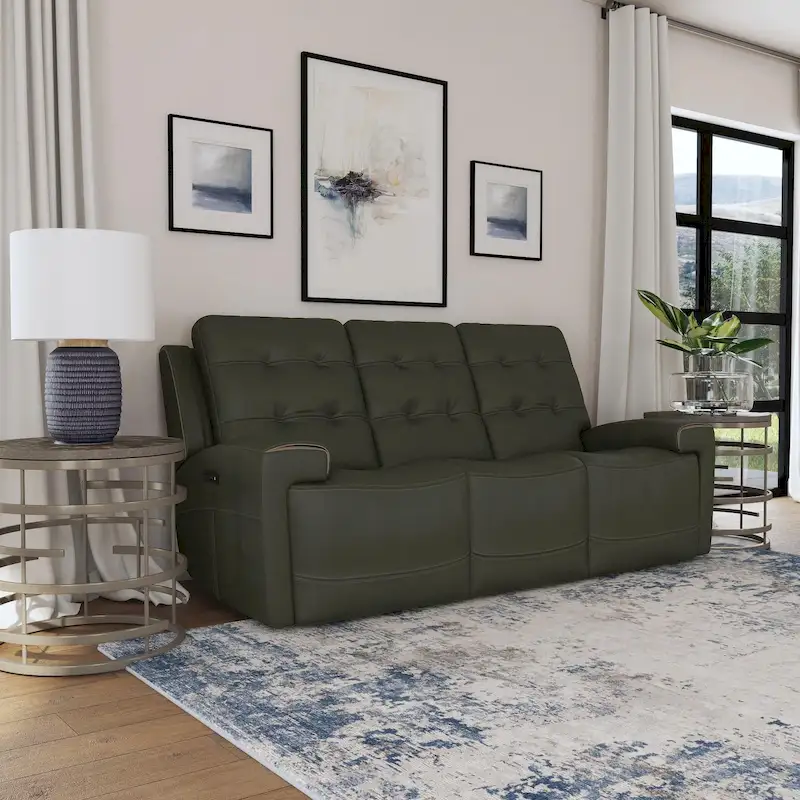 Iris Top Grain Leather Power Reclining Sofa with Power Headrests