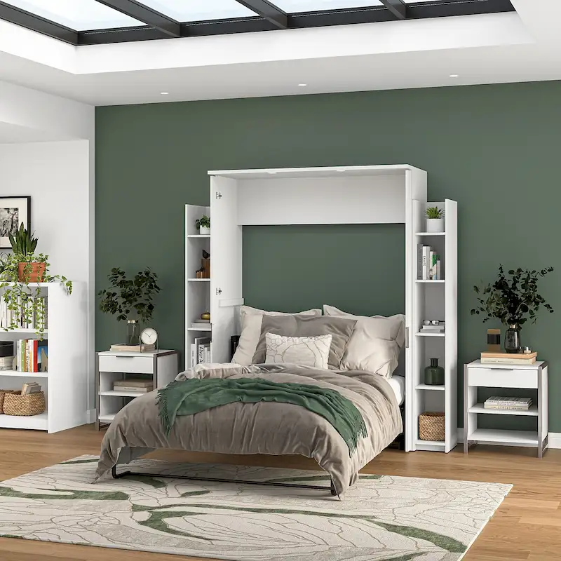 Lumina Full Murphy Bed with Shelves (81W) by Bestar