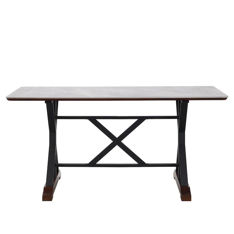 Sintered Stone Dining Table, 63 Modern Gray Rectangular Kitchen Dinner Table