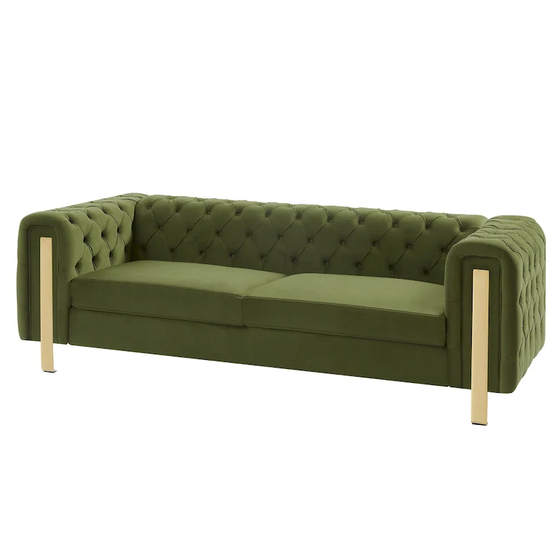 Keyser Modern Glam Tufted Velvet 3 Seater Sofa by Christopher Knight Home - 83.75 L x 34.50 W x 27.25 H