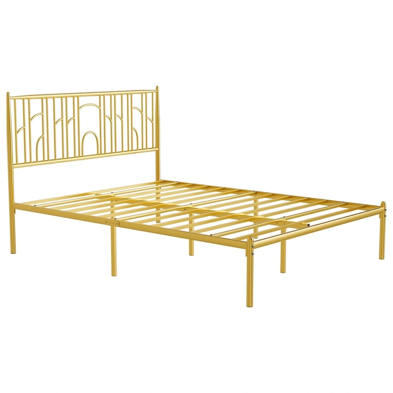 Queen Size Platform Bed Frame with Decorative Finial Posts, Under-Bed Storage, and No Box Spring Needed