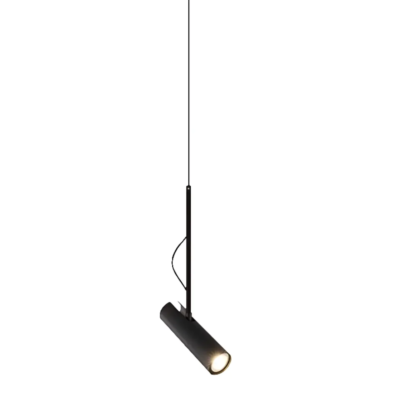 Adjustable Cylindrical Metal Black Hanging Pendant Light