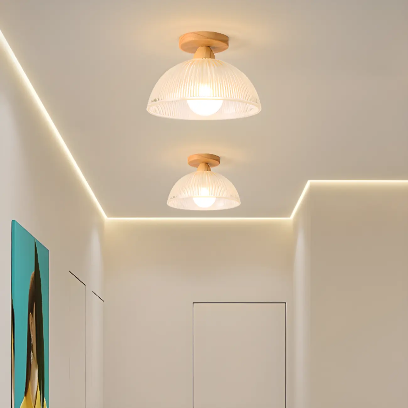 Modern LED Semi-Flush Ceiling Light with Clear Shade