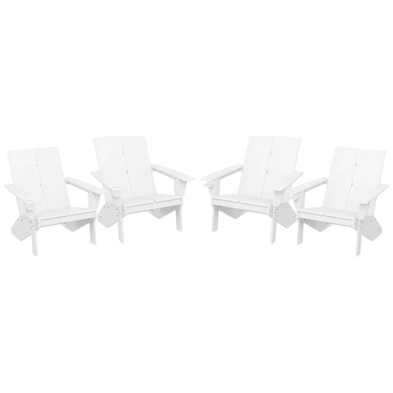 Polytrends Coastin Modern Poly Adirondack Chair (Set of 4), Black