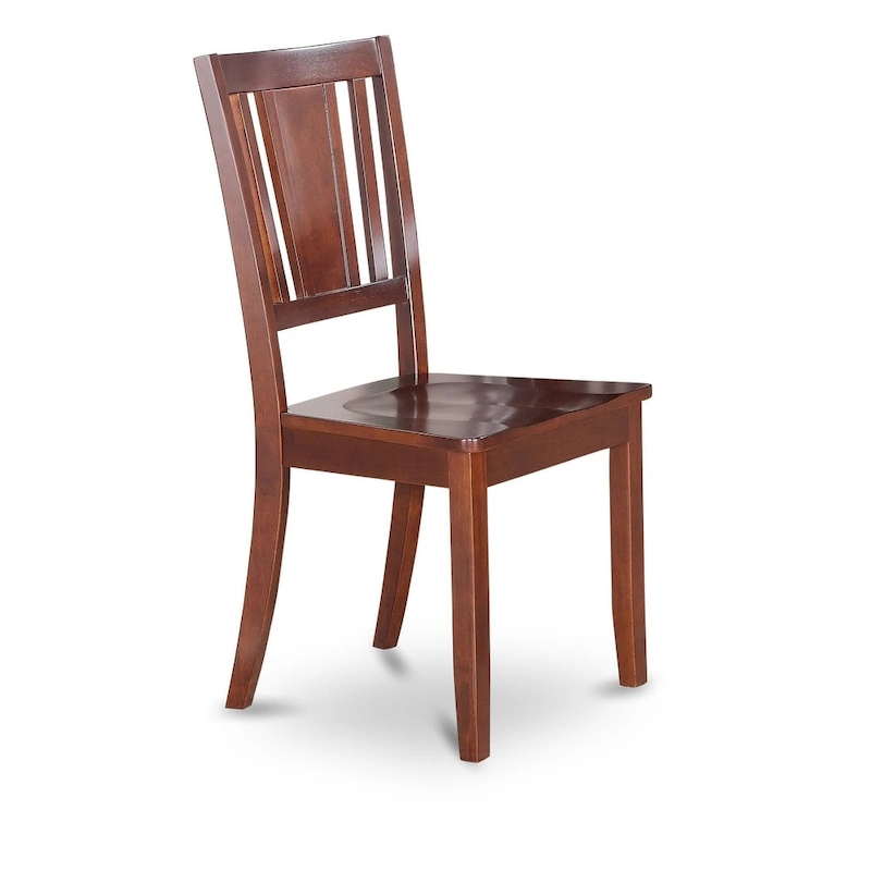 East West Furniture Dudley Dining Room Chairs - Slat Back Chairs, Set of 2, Mahogany (Seat Options)