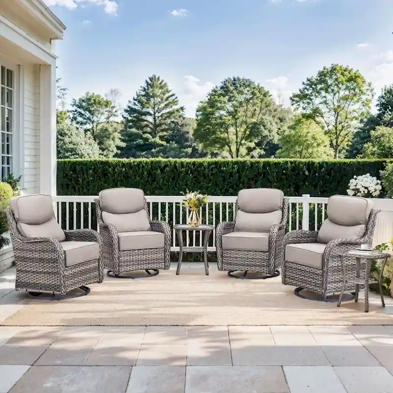 Outdoor Swivel Chairs with 6-Inch Thick Cushions for Garden