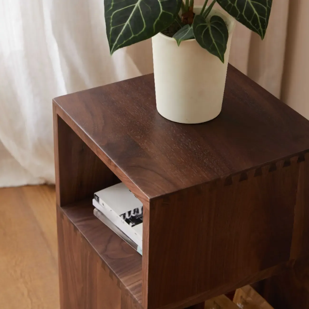 Timeless Rectangular Wooden 360° Rotating Side Table