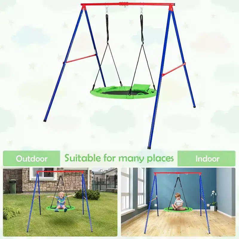 Costway 660 lbs Saucer Tree Swing 40 Inch Kids Toddler Swing Set with Adjustable Ropes