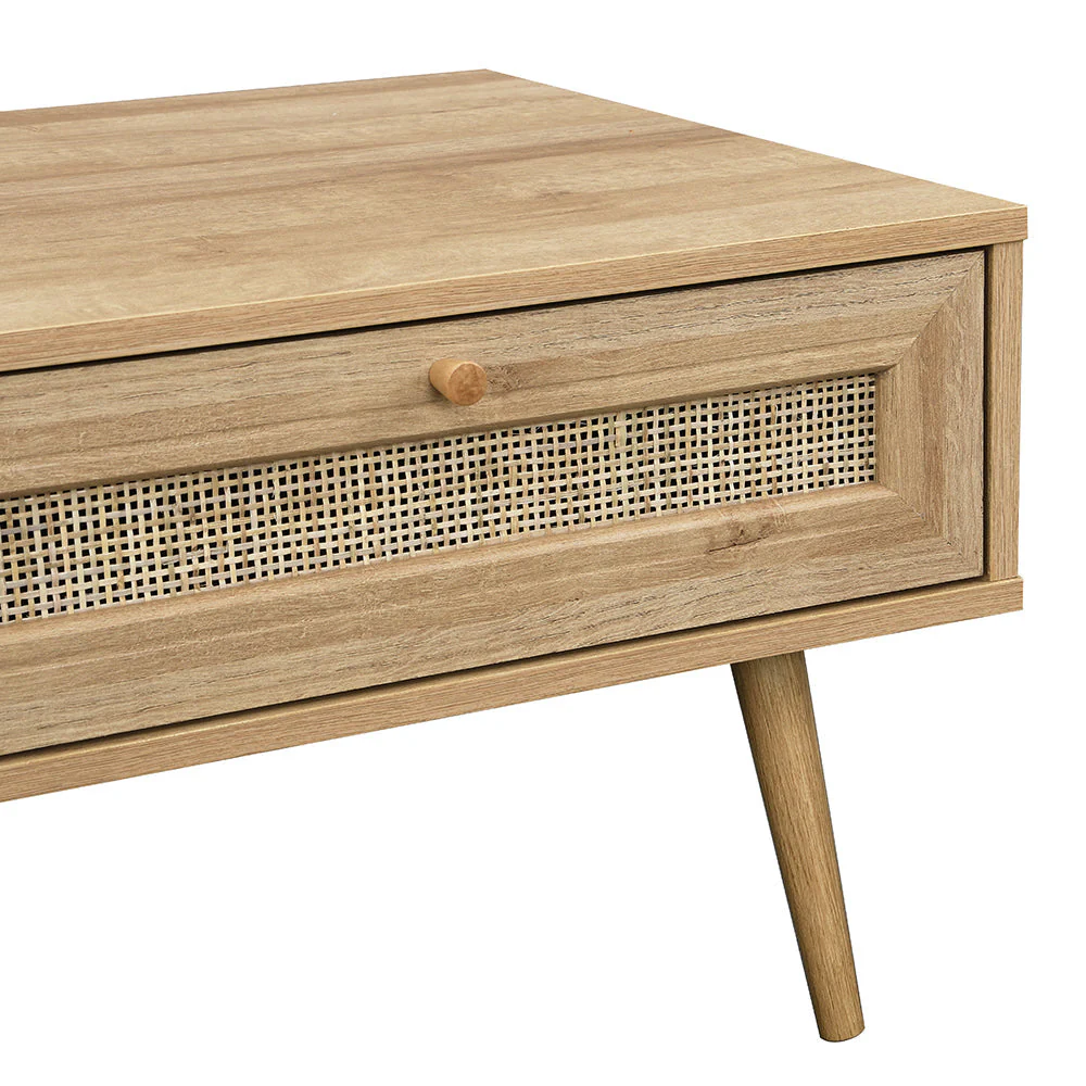 Woven Rattan Wooden Coffee Table in Natural