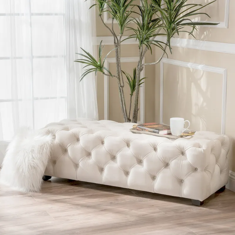 Piper Glam Tufted Velvet Ottoman Bench by Christopher Knight Home