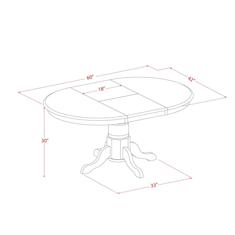 East West Furniture Kitchen Dining Table Butterfly leaf Oval Table Top and Pedestal Legs- Hardwood Table (Finish Option)